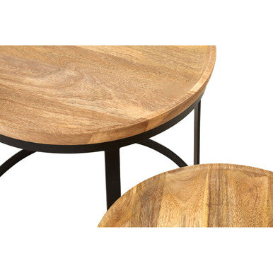 Boho Set Of Two Mango Wood Nesting Tables - Image 5
