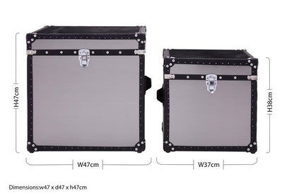 Kensington Townhouse Black And White Genuine Cowhide Storage Trunk Set