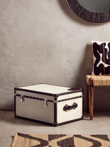 Kensington Townhouse Black And White Genuine Cowhide Storage Trunk