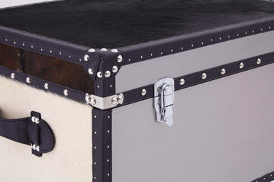 Kensington Townhouse Black And White Genuine Cowhide Storage Trunk
