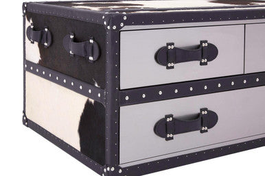 Kensington Townhouse Black And White Genuine Cowhide Coffee Table - Image 7