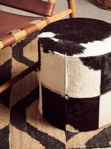 Kensington Townhouse Cowhide Hair on Leather Stool - Image 5