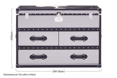 Kensington Townhouse Black And White Genuine Cowhide 3 Drawer Cabinet