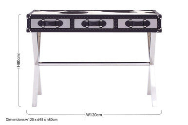 Kensington Townhouse Black And White Genuine Cowhide Console Table - Image 9