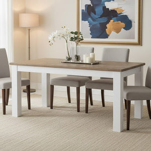 Hampstead White and Oak Wood Rectangular Dining Table