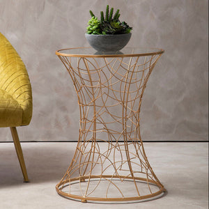 Lexa Rose Gold Finish Hourglass Side Table