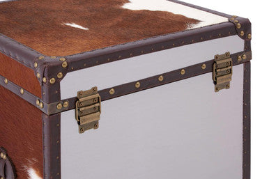 Kensington Townhouse Brown And White Genuine Cowhide Storage Trunk Set - Image 7