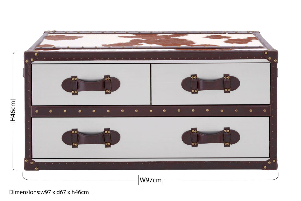 Kensington Townhouse Brown And White Genuine Cowhide Coffee Table