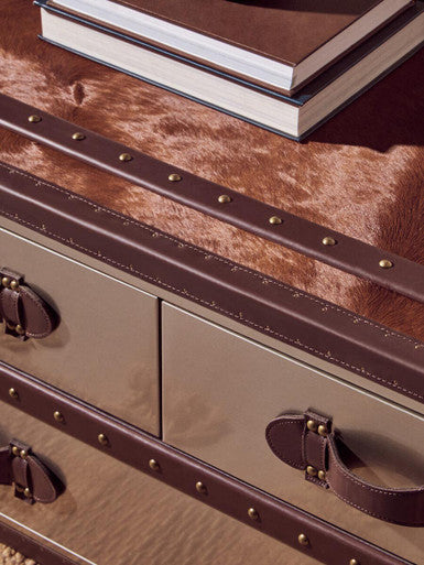 Kensington Townhouse Brown And White Genuine Cowhide Coffee Table - Image 5