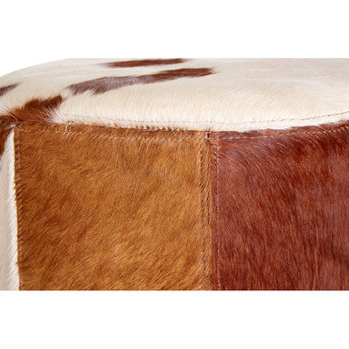 Kensington Townhouse Brown And White Cowhide Hair on Leather Stool - Image 5