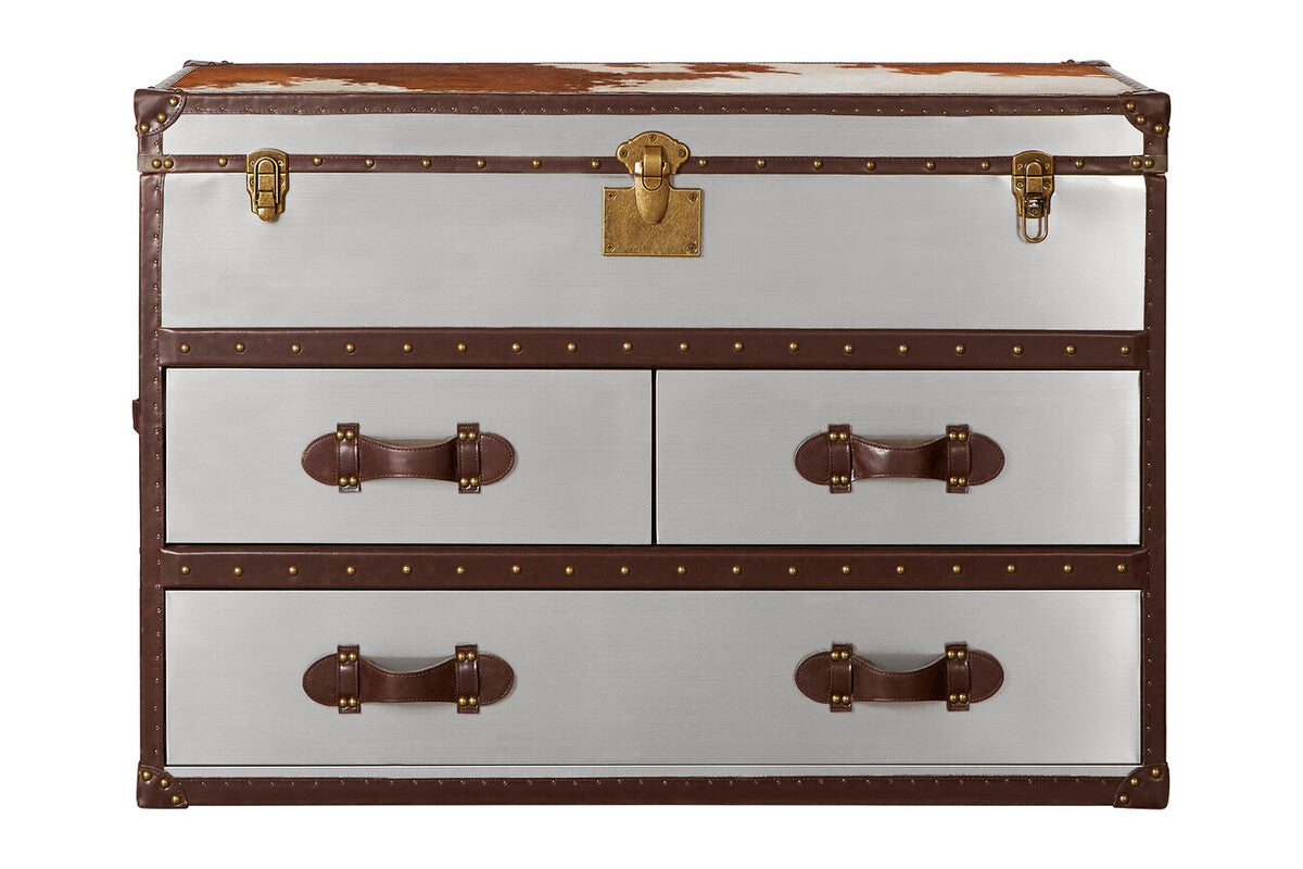 Kensington Townhouse Brown And White Cowhide Cabinet - Image 2