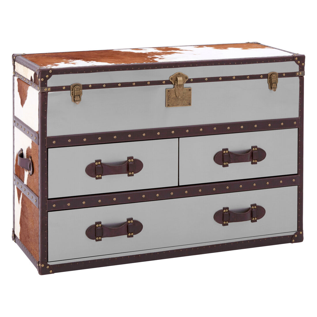 Kensington Townhouse Brown And White Cowhide Cabinet - Image 3