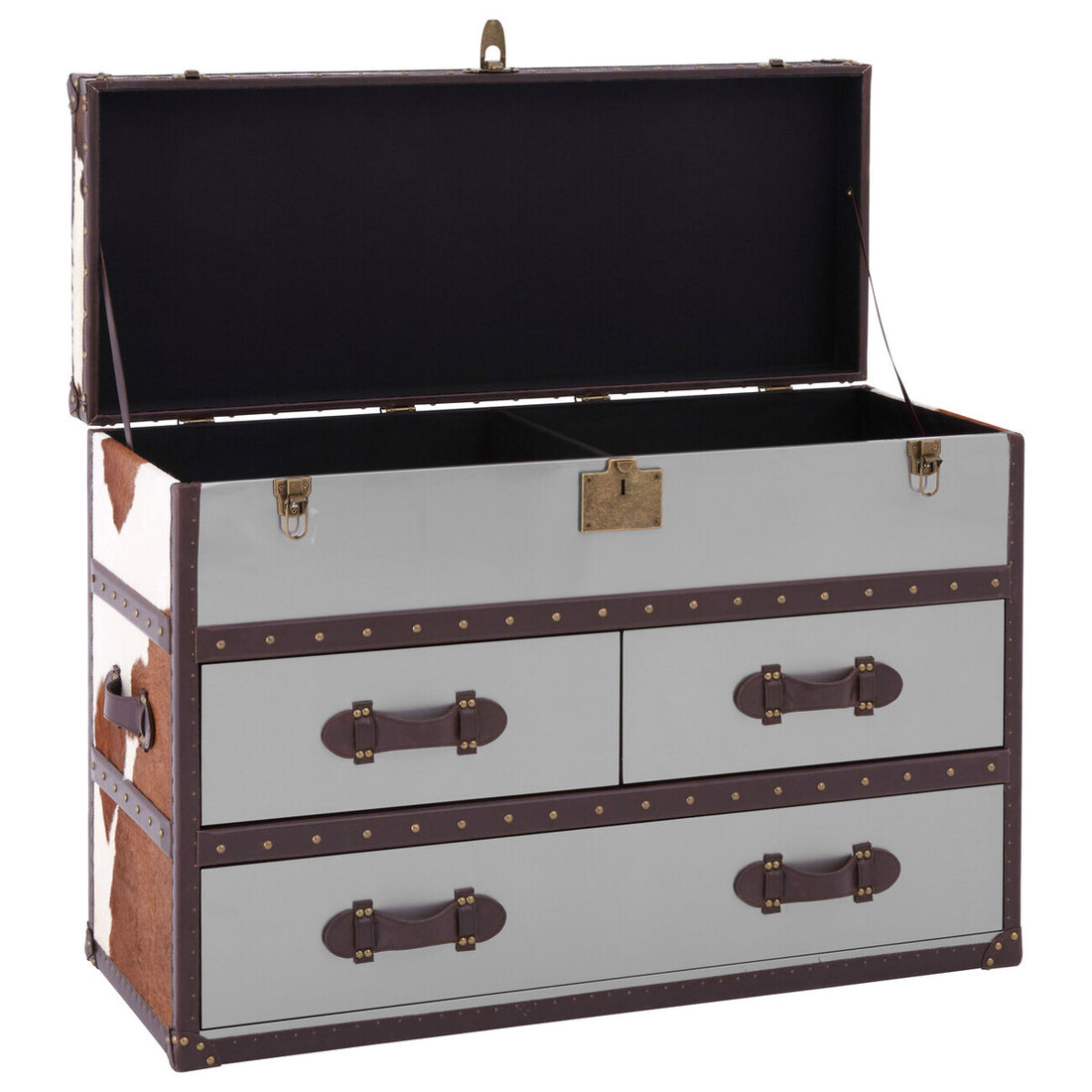 Kensington Townhouse Brown And White Cowhide Cabinet - Image 4
