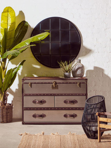 Kensington Townhouse Brown And White Cowhide Cabinet