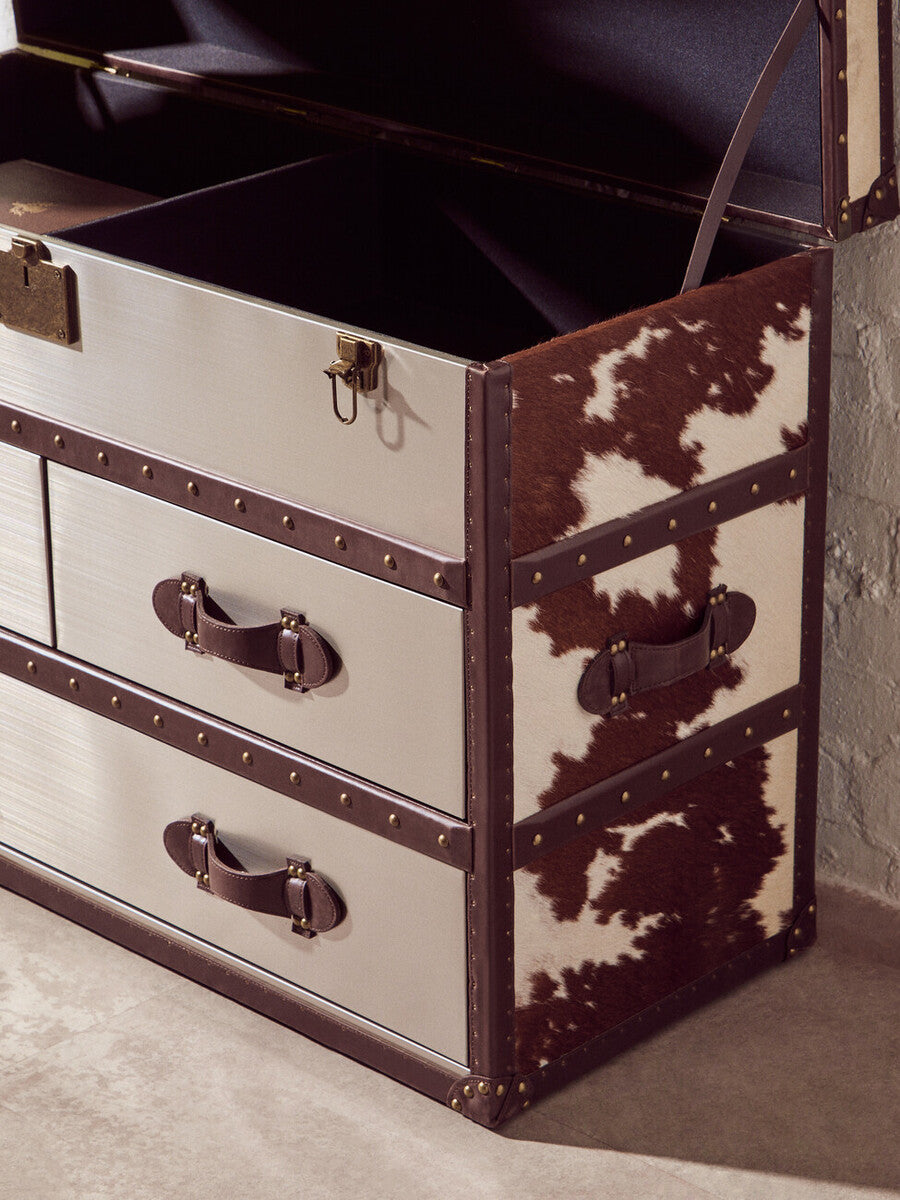 Kensington Townhouse Brown And White Cowhide Cabinet - Image 12