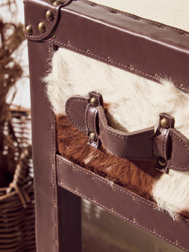 Kensington Townhouse Brown And White Genuine Cowhide 3 Drawer Table - Image 7