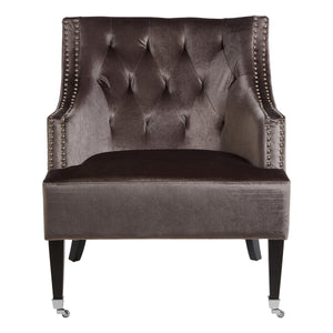 Darlington Grey Velvet Armchair with Wheels