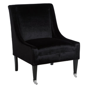 Downton Black Velvet Chair with Wooden Legs