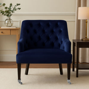 Darwin Blue Velvet Button Tufted Lounge Chair