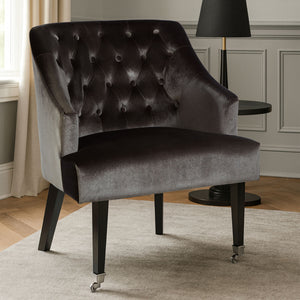 Darwin Grey Velvet Button Tufted Lounge Chair