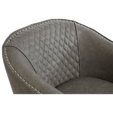 Derby Grey Faux Leather Tub Chair With Footstool - Image 6