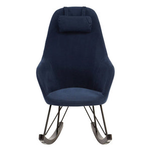 Kolding Blue Fabric Rocking Chair with Headrest