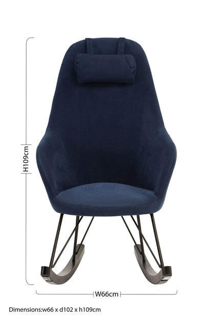 Kolding Blue Fabric Rocking Chair