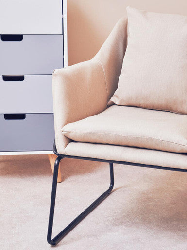 Stockholm Stone Fabric Armchair With Cushion