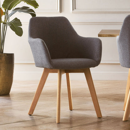 Stockholm Grey Fabric Dining Chair with Beechwood Legs