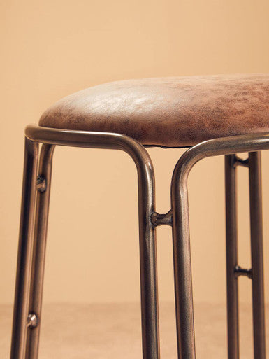 Dalston Mocha Bar Stool With Gunmetal Legs