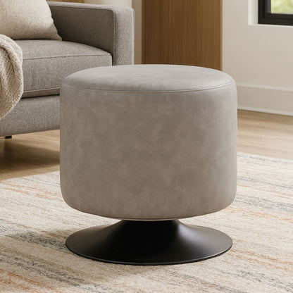 Dalston Ash Grey Faux Leather Pouffe