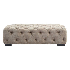 Fenton Natural Fabric Tufted Rectangular Footstool