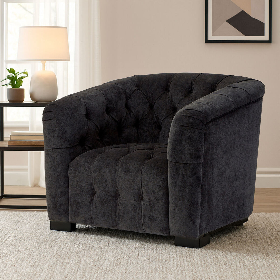 Fenton Black Fabric Armchair