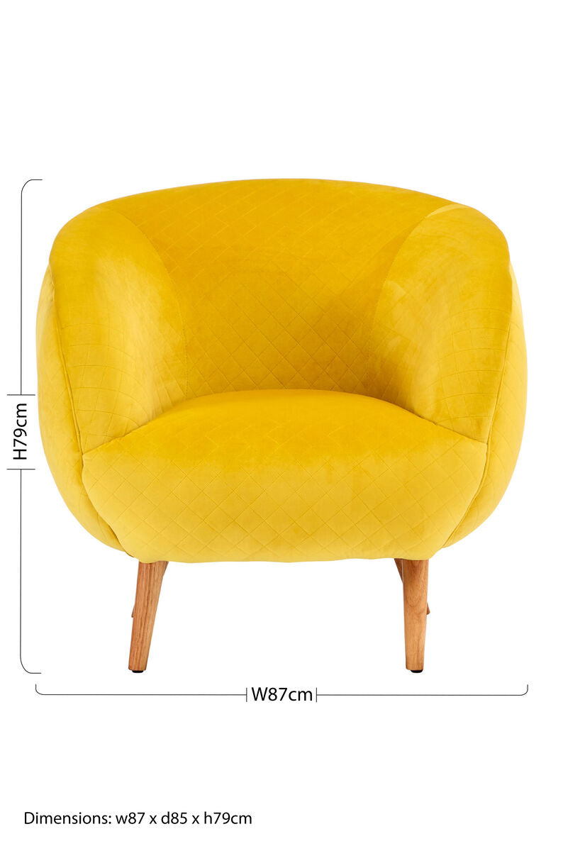 Oscar Yellow Fabric Curved Lounge Chair