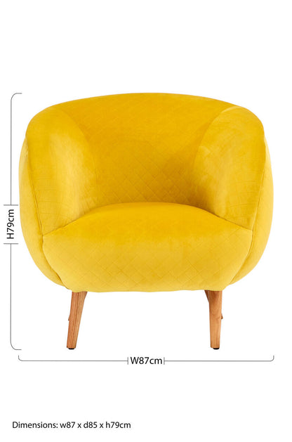Oscar Yellow Fabric Curved Lounge Chair