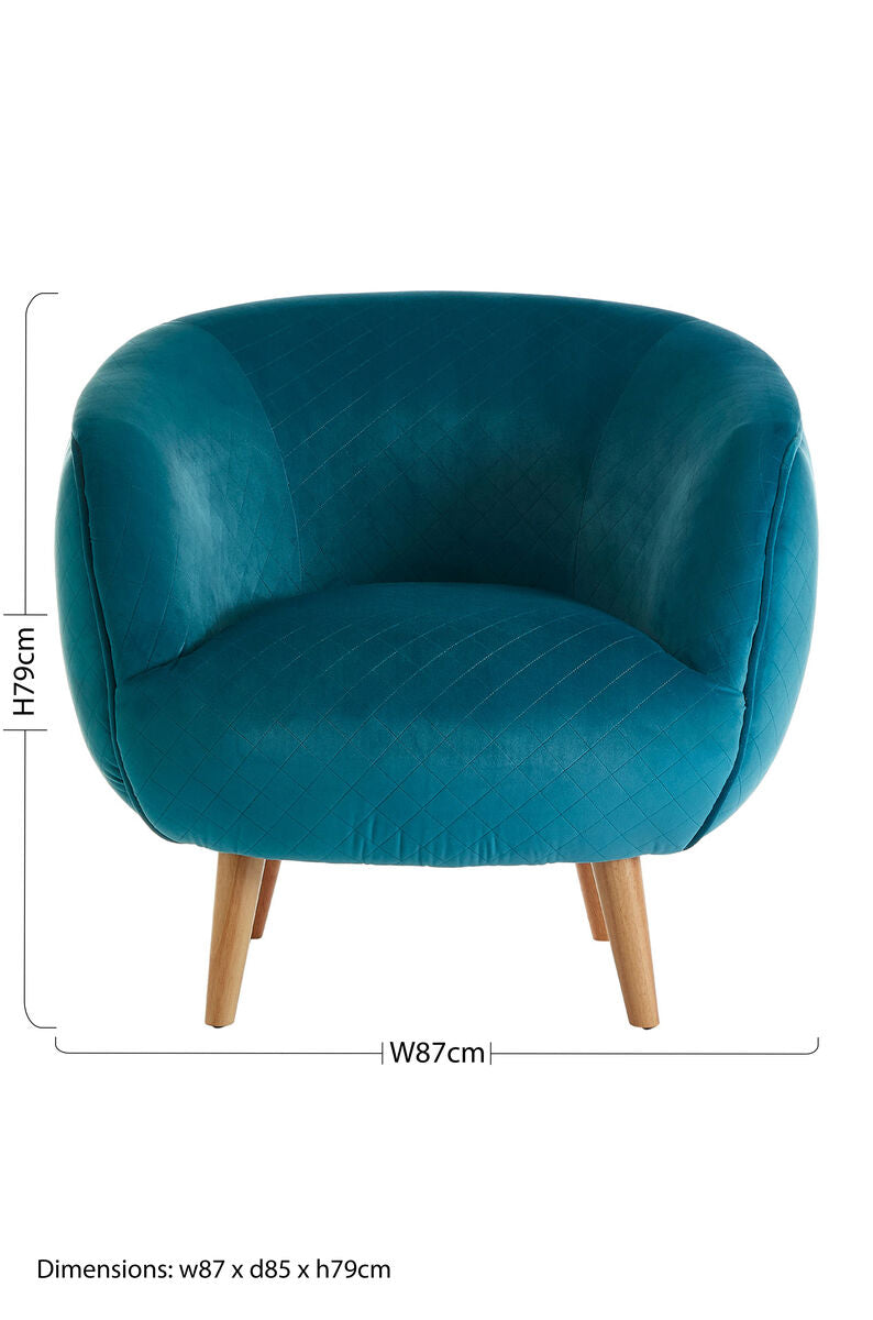 Oscar Teal Fabric Curved Lounge Chair