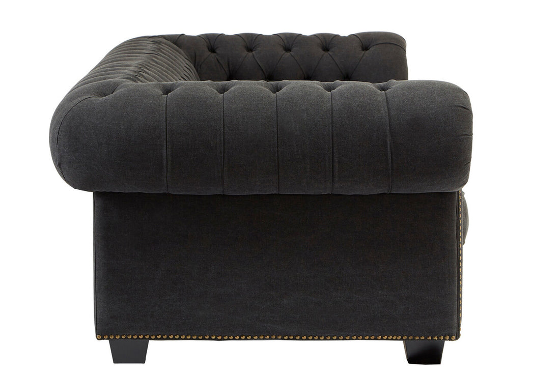 3 Seater Charcoal Fabric Sofa, Lincoln - Image 4