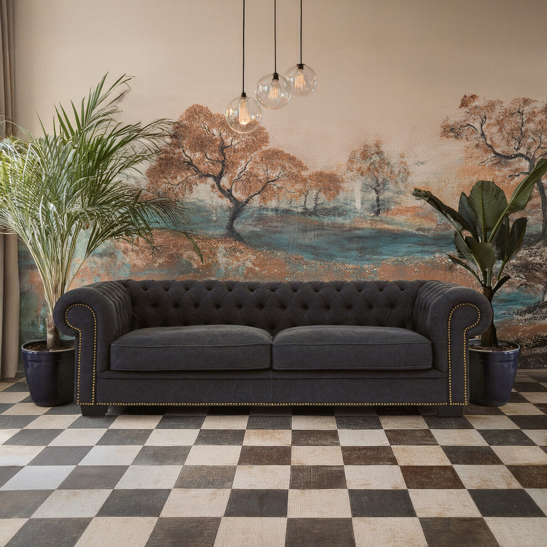 3 Seater Charcoal Fabric Sofa, Lincoln - Image 12