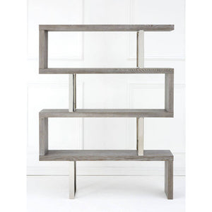 Ulmus Grey Elm Wood 4 Tier Bookshelf