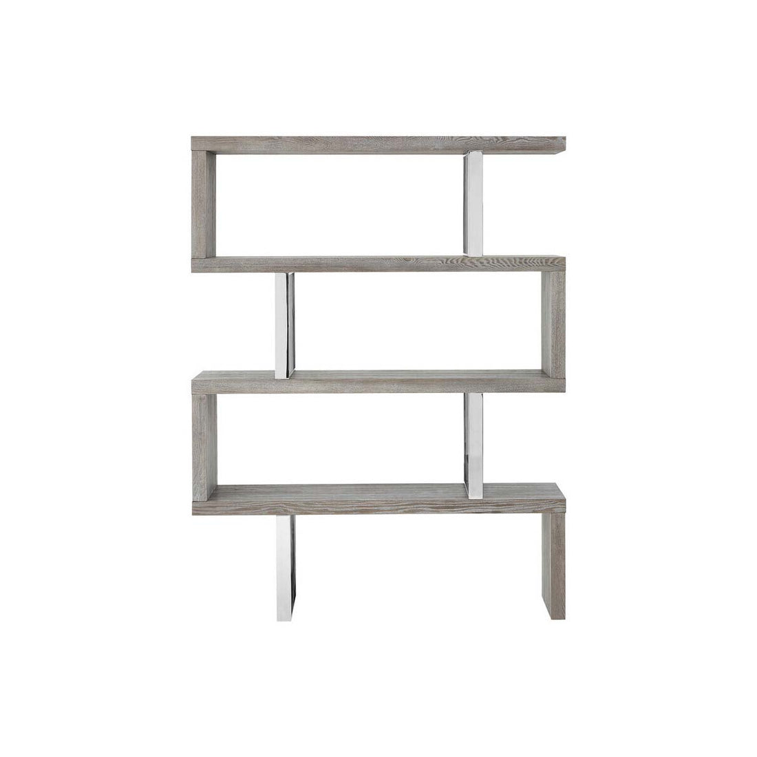 Ulmus Grey Elm Wood 4 Tier Bookshelf