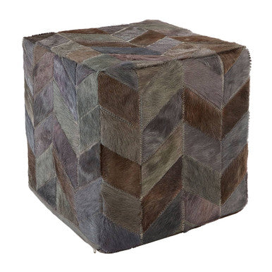 Safira Light Grey Patchwork Pouffe