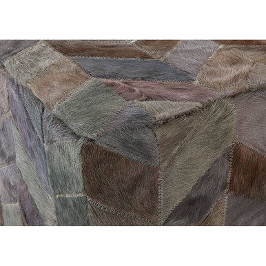 Safira Light Grey Patchwork Pouffe