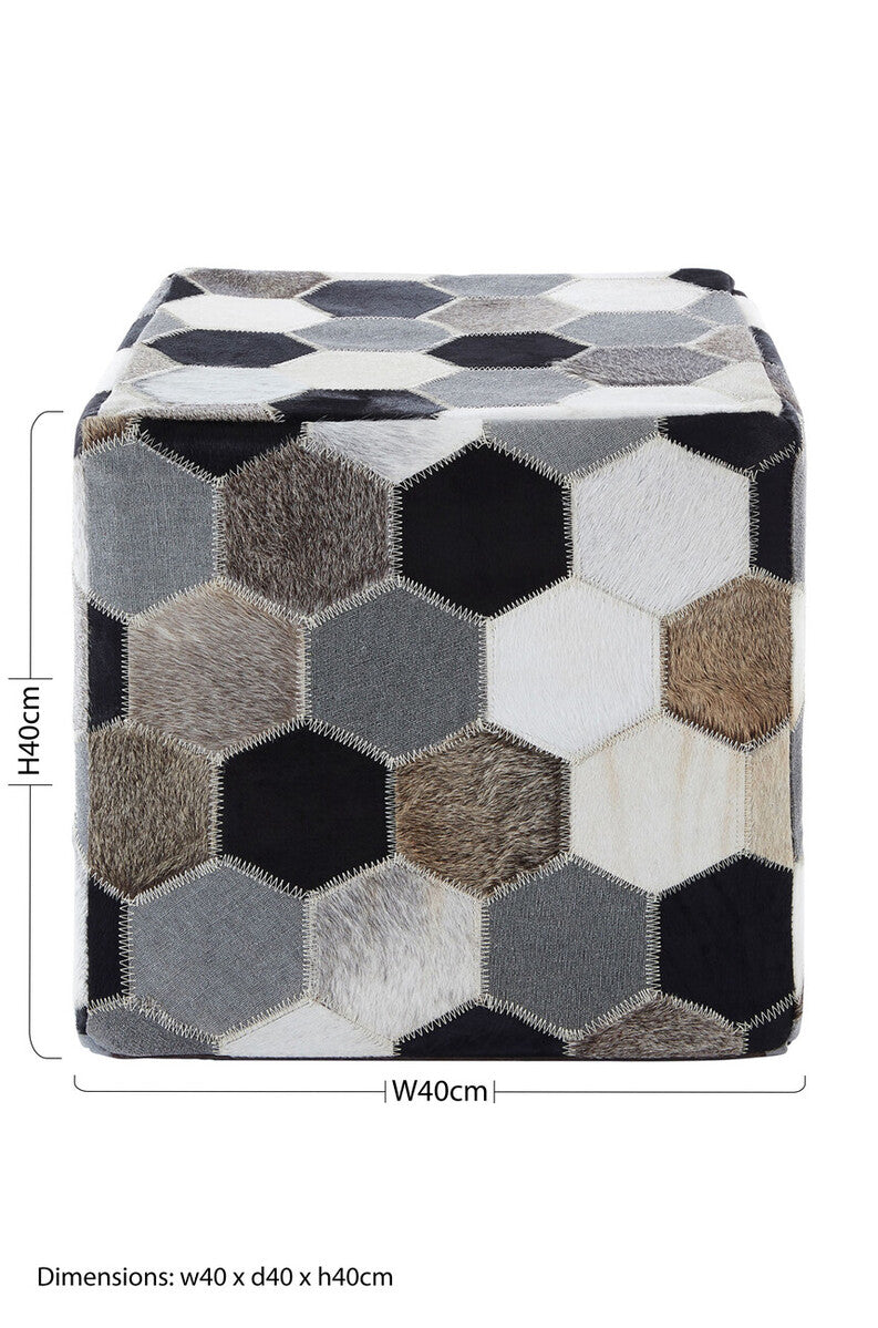 Safira Leather Patchwork Pouffe