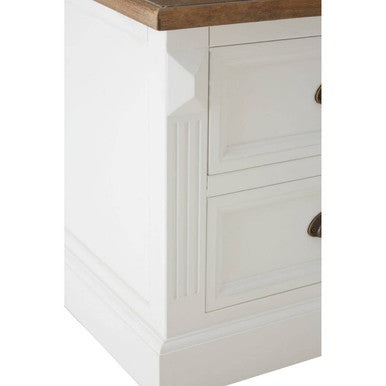 Fir Wood Veneer Top and White Wooden Square Coffee Table with 3 Drawers, Hardwick