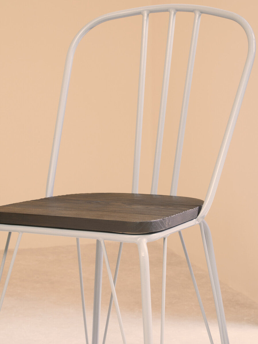 District Grey Metal Frame And Elm Wood Chair