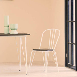 White Metal Frame with Elm Wood Dining Chair | District