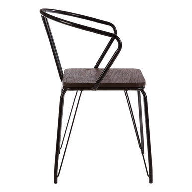 District Black Metal And Elm Wood Arm Chair