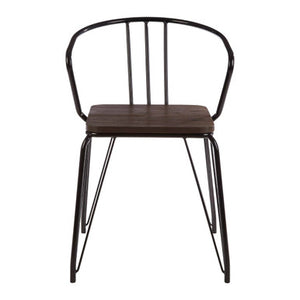 District Black Metal And Elm Wood Arm Chair