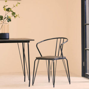 District Black Metal And Elm Wood Armchair