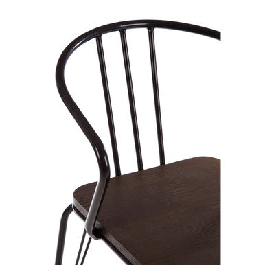 District Black Metal And Elm Wood Armchair